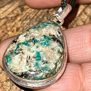 Chrysocolla in Quartz Pendant 1 7/8”